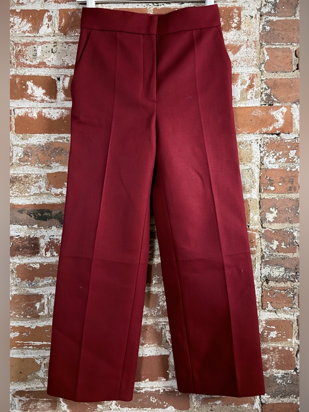 COS Burgundy Tailored Wool Straight-Leg Trousers